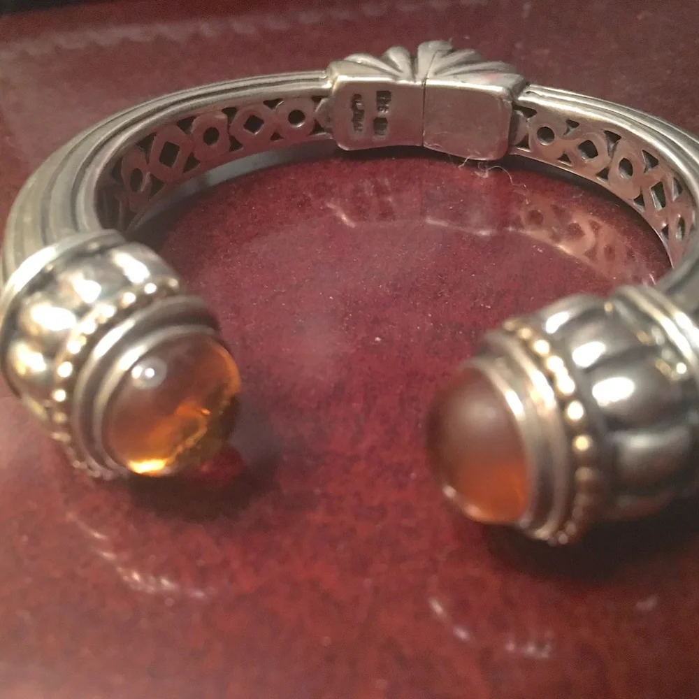Exquisite Vintage Lagos Cuff** 18k Gold /Sterling/Citrine - Picture 9 of 16